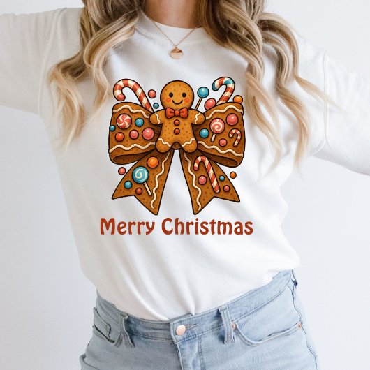 Gingerbread Man Coquette Bow Weihnachtsfeiertag Sweatshirt