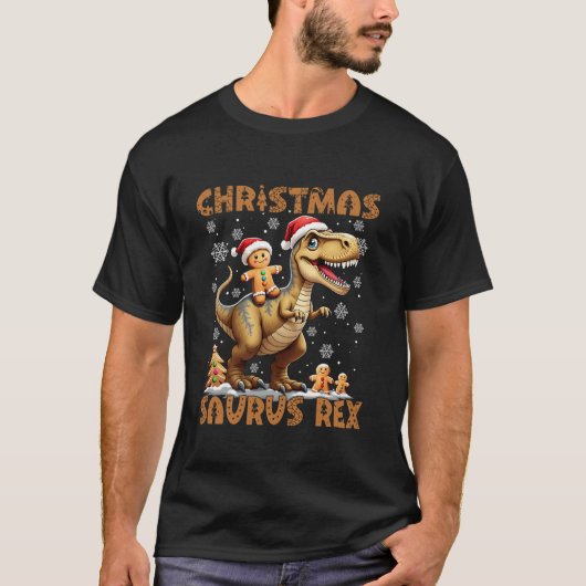 Gingerbread Man Costume Dinosaur Saurus Rex Christ T-Shirt (Vorderseite)