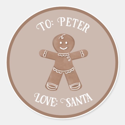 Gingerbread Man Custom Gift Tag Sticker (Vorderseite)