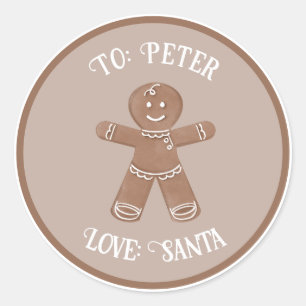 Gingerbread Man Custom Gift Tag Sticker