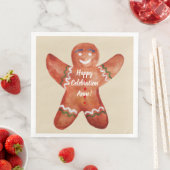 Gingerbread Man Custom Text Napkins Serviette (Beispiel)