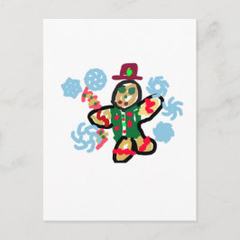 Gingerbread man dance postkarte