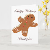 Gingerbread Man einfach Geburtstag hinzufügen Karte (Gelbe Blume)