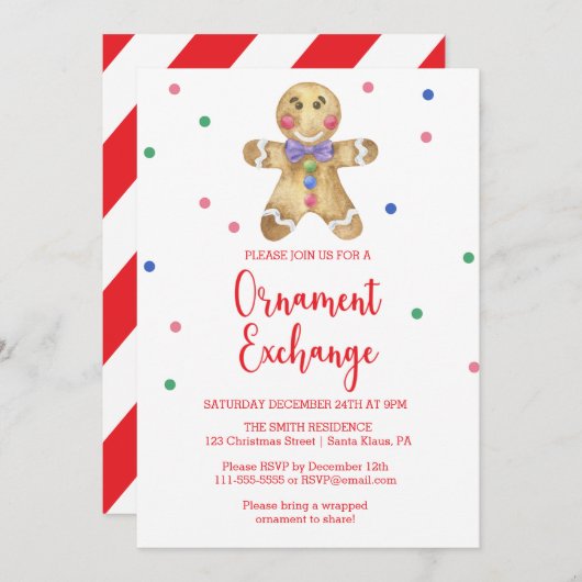 Gingerbread man - Exchange-Party Einladung (Vorne/Hinten)