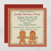 Gingerbread Man Family Christmas Party Einladung (Vorne/Hinten)