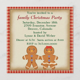 Gingerbread Man Family Christmas Party Einladung