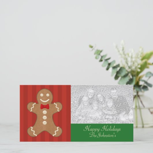 Gingerbread Man Feiertagskarte (Stehend Vorderseite)
