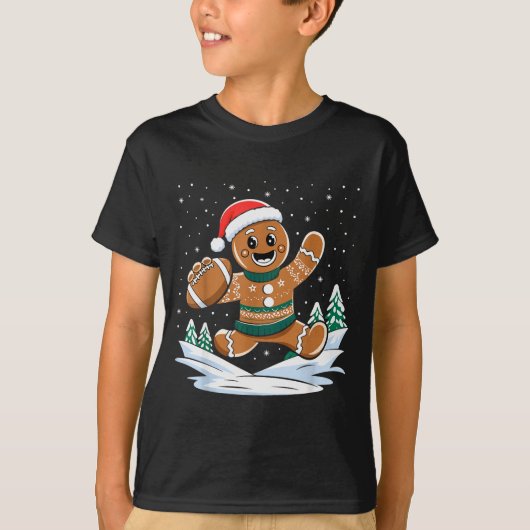 Gingerbread Man Football Ugly Christmas Pajamas Co T-Shirt (Vorderseite)