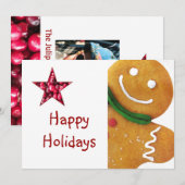 Gingerbread Man Foto Card Feiertagskarte (Vorne/Hinten)