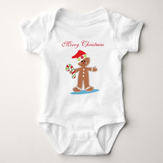 Gingerbread Man Frohe Weihnachten Baby Strampler (Vorderseite)