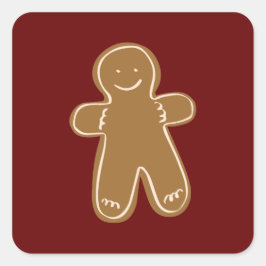 Gingerbread Man Frohe Weihnachtsfeiertage Quadratischer Aufkleber
