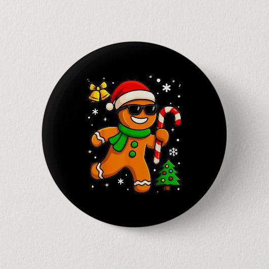 Gingerbread Man Funny Christmas Cookie Costume Bak Button (Vorderseite)