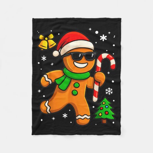 Gingerbread Man Funny Christmas Cookie Costume Bak Fleecedecke (Vorderseite)