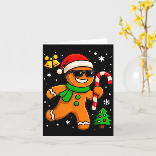 Gingerbread Man Funny Christmas Cookie Costume Bak Karte (Gelbe Blume)