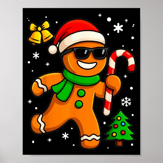Gingerbread Man Funny Christmas Cookie Costume Bak Poster (Vorne)