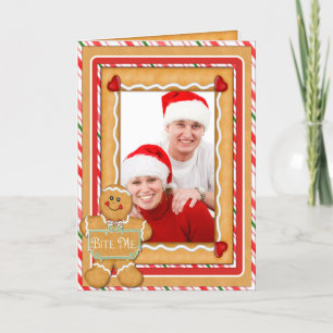 Gingerbread Man Funny Funny Folded Foto Weihnachte Feiertagskarte
