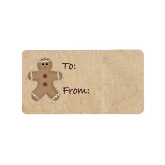 Gingerbread Man Gift Label Adressaufkleber (Vorne)