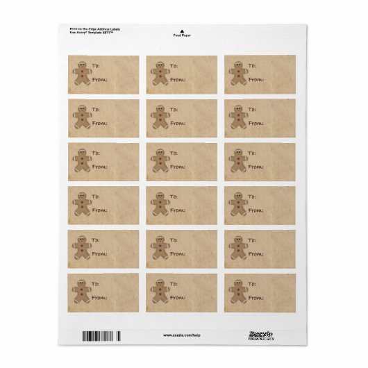 Gingerbread Man Gift Label Adressaufkleber (Vorne)