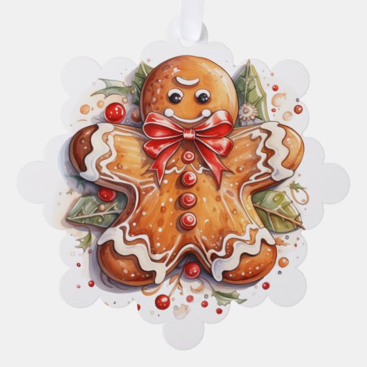 Gingerbread Man & Gingerbread House Ornament Karte (Vorderseite)