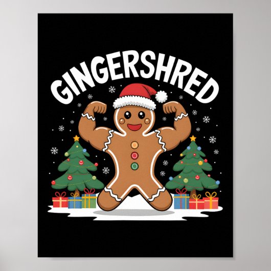 Gingerbread Man Gingershred Funny Gym Workout Chri Poster (Vorne)
