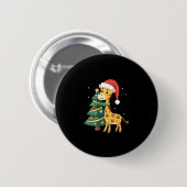 Gingerbread Man Giraffe Santa Hat Christmas Tree T Button (Vorne & Hinten)