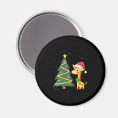 Gingerbread Man Giraffe Santa Hat Christmas Tree T Magnet (Vorderseite/Rückseite)