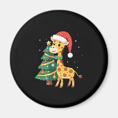Gingerbread Man Giraffe Santa Hat Christmas Tree T Magnet (Vorne)