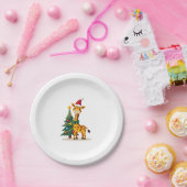 Gingerbread Man Giraffe Santa Hat Christmas Tree T Pappteller (Party)