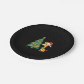 Gingerbread Man Giraffe Santa Hat Christmas Tree T Pappteller (Schrägansicht)