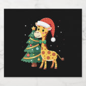 Gingerbread Man Giraffe Santa Hat Christmas Tree T Schaumweinetikett (Einzelnes Label)