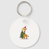 Gingerbread Man Giraffe Santa Hat Christmas Tree T Schlüsselanhänger (Vorderseite)