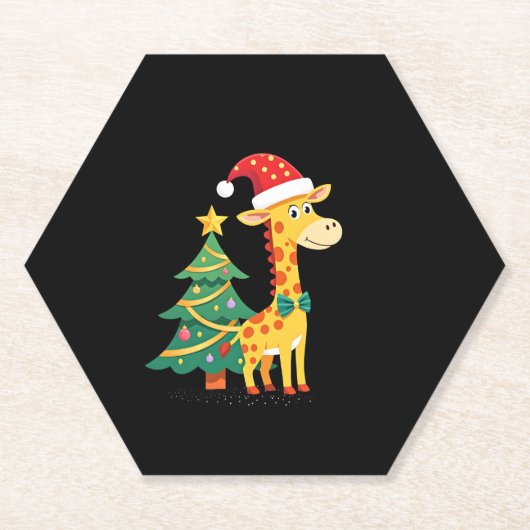 Gingerbread Man Giraffe Santa Hat Christmas Tree T Untersetzer (Vorderseite)