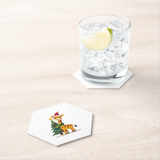 Gingerbread Man Giraffe Santa Hat Christmas Tree T Untersetzer (Vor Ort)