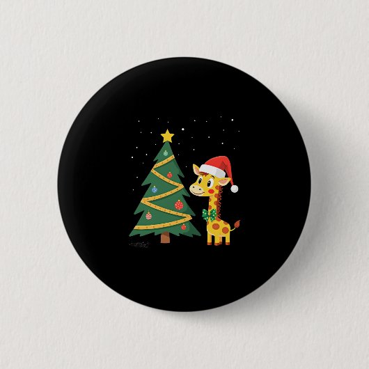 Gingerbread Man Giraffe Weihnachtsmann Hut Weihnac Button (Vorderseite)