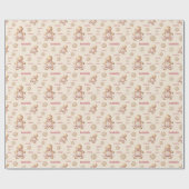 Gingerbread Man Girl Pink Beige Name Weihnachten Geschenkpapier (Flach)