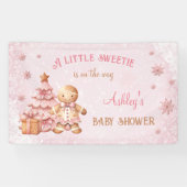 Gingerbread Man Girl Pink Weihnachtsdusche Banner (Horizontal)