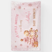 Gingerbread Man Girl Pink Weihnachtsdusche Banner (Vertikal)