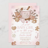 Gingerbread Man Girl Pink Weihnachtsdusche Einladung (Vorne/Hinten)