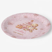 Gingerbread Man Girl Pink Weihnachtsdusche Pappteller (Schrägansicht)