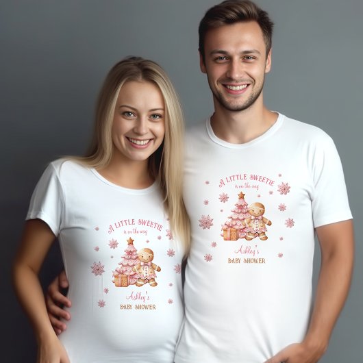 Gingerbread Man Girl Pink Weihnachtsdusche T-Shirt