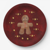 Gingerbread Man Gold Weihnachtsdekorationen Pappteller (Vorderseite)