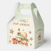 Gingerbread Man Green Christmas Baby Shower Medium Geschenkschachtel (Vorderseite)