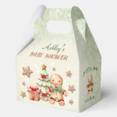 Gingerbread Man Green Christmas Baby Shower Medium Geschenkschachtel (Rückseite)