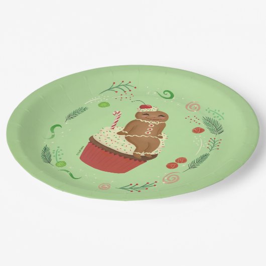 Gingerbread Man Green Pappteller (Schrägansicht)