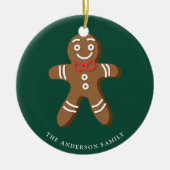 Gingerbread Man Green Polka Dot Christmas Foto Keramik Ornament (Vorne)