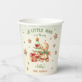 Gingerbread Man Green Red Christmas Baby Dusche Pappbecher (Vorderseite)