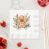 Gingerbread Man Greenery Foliage Christmas Napkin Serviette (Beispiel)