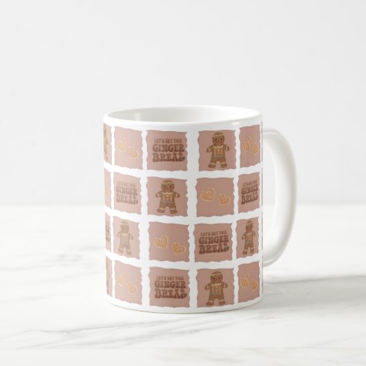 Gingerbread Man & Hearts Holiday Mug Design Kaffeetasse (VorderseiteRechts)
