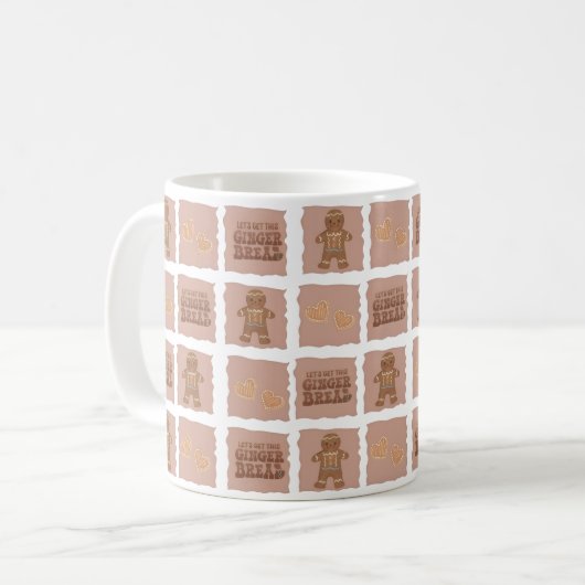 Gingerbread Man & Hearts Holiday Mug Design Kaffeetasse (Vorderseite Links)