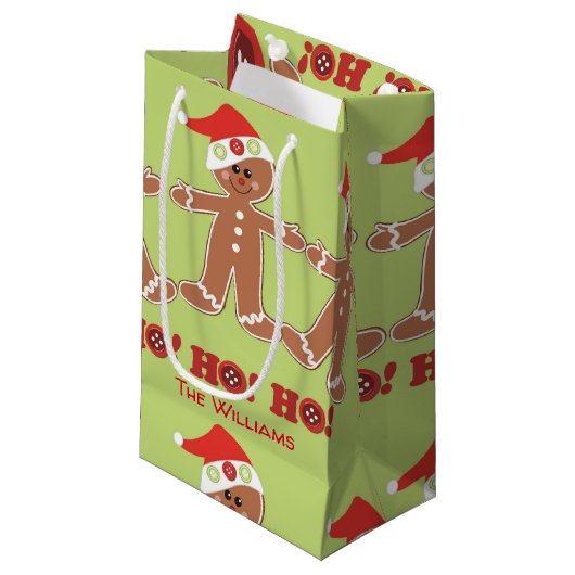 Gingerbread Man Ho Ho Ho Kleine Geschenktüte (Vorderseite Schrägansicht)